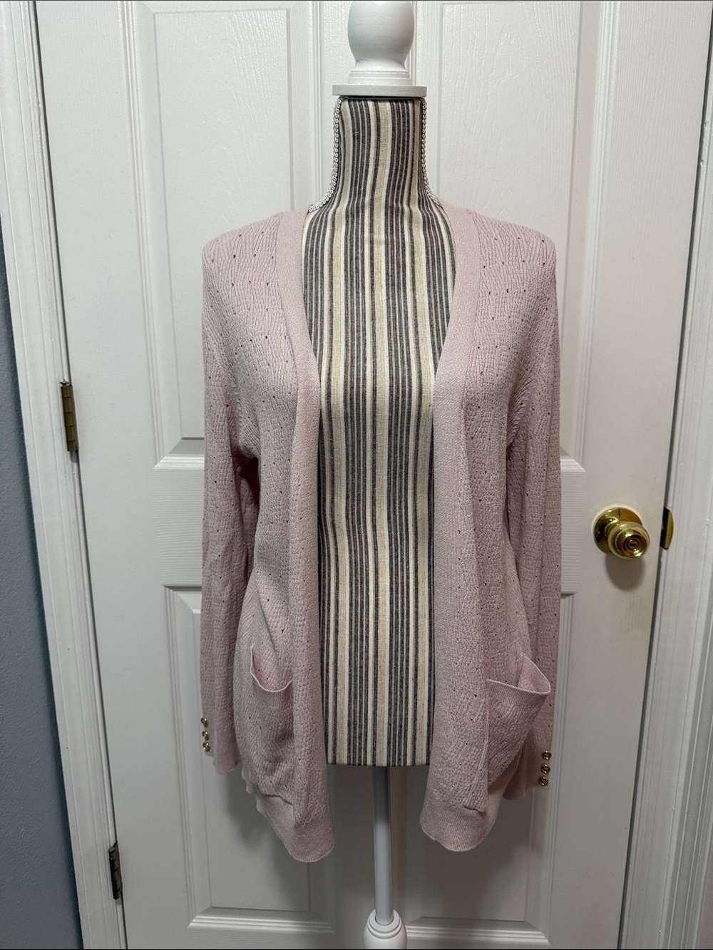 Verve Ami Light Pink Open-Front Cardigan with Pocket Details